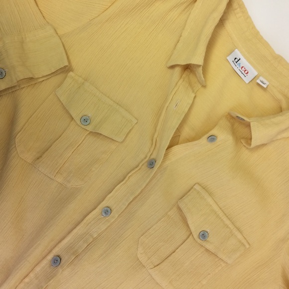 d&co. Yellow 100% Cotton Button-down Top - Picture 8 of 8